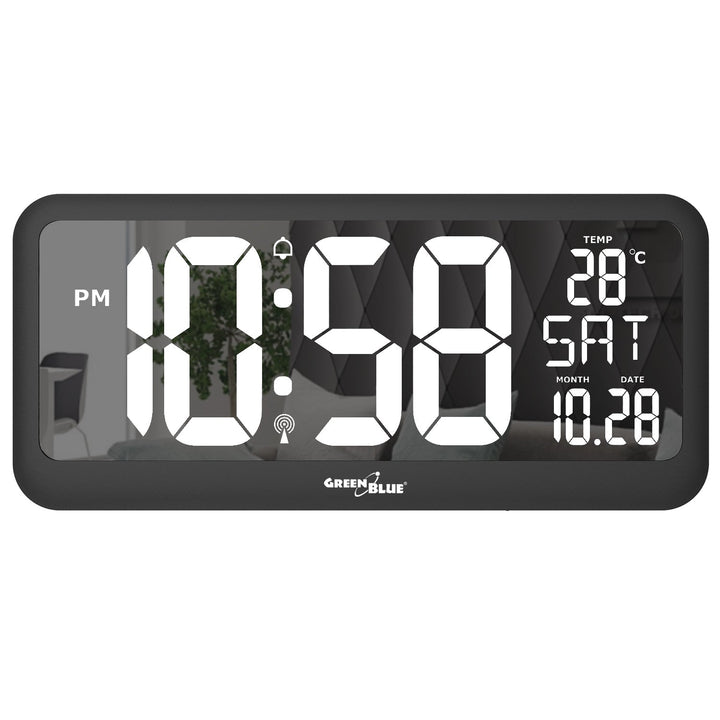 GreenBlue екстра голям LED стенен часовник, температура, дата, GB214