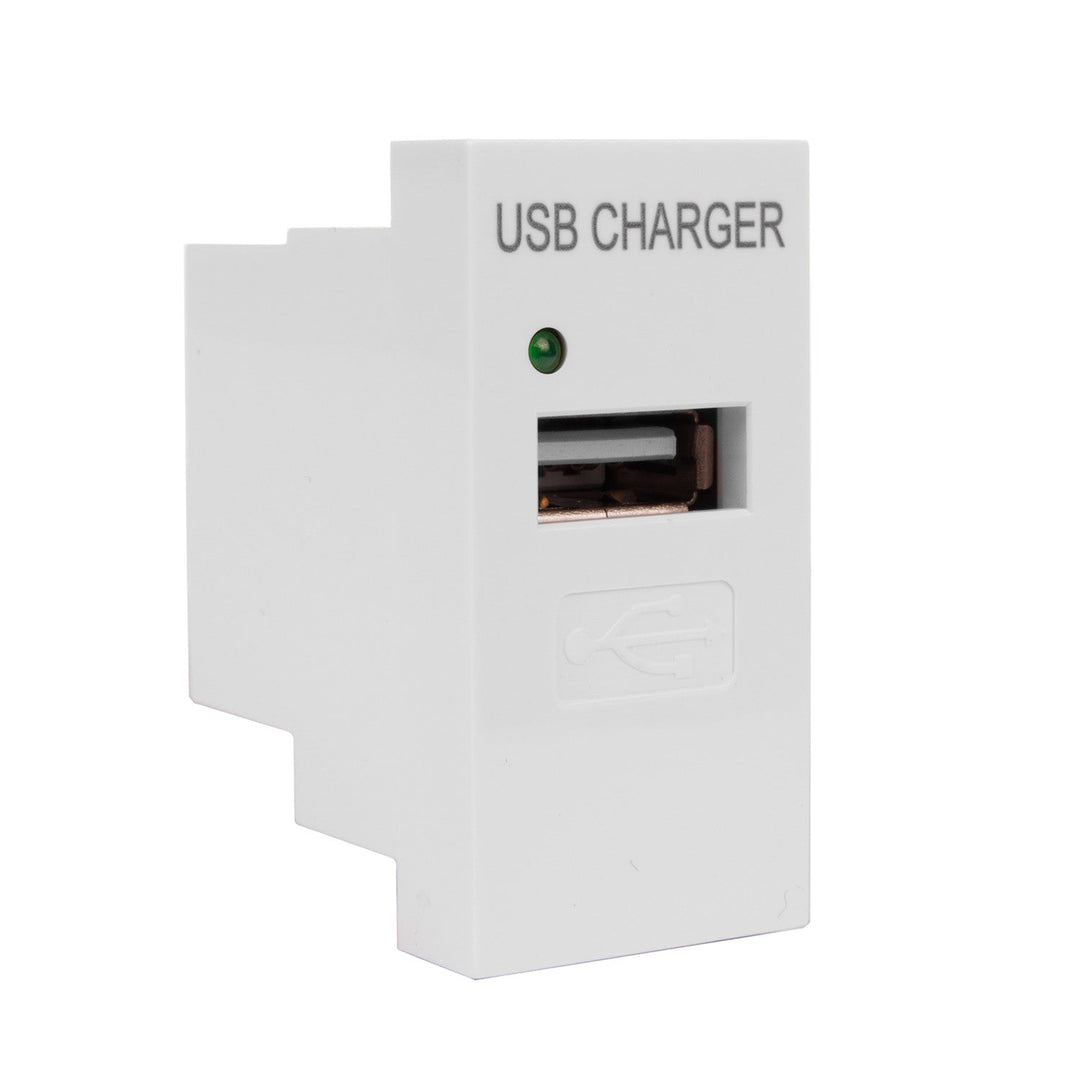 USB гнездо с Maclean зарядно устройство, единично, 1A, бяло, MCE727W