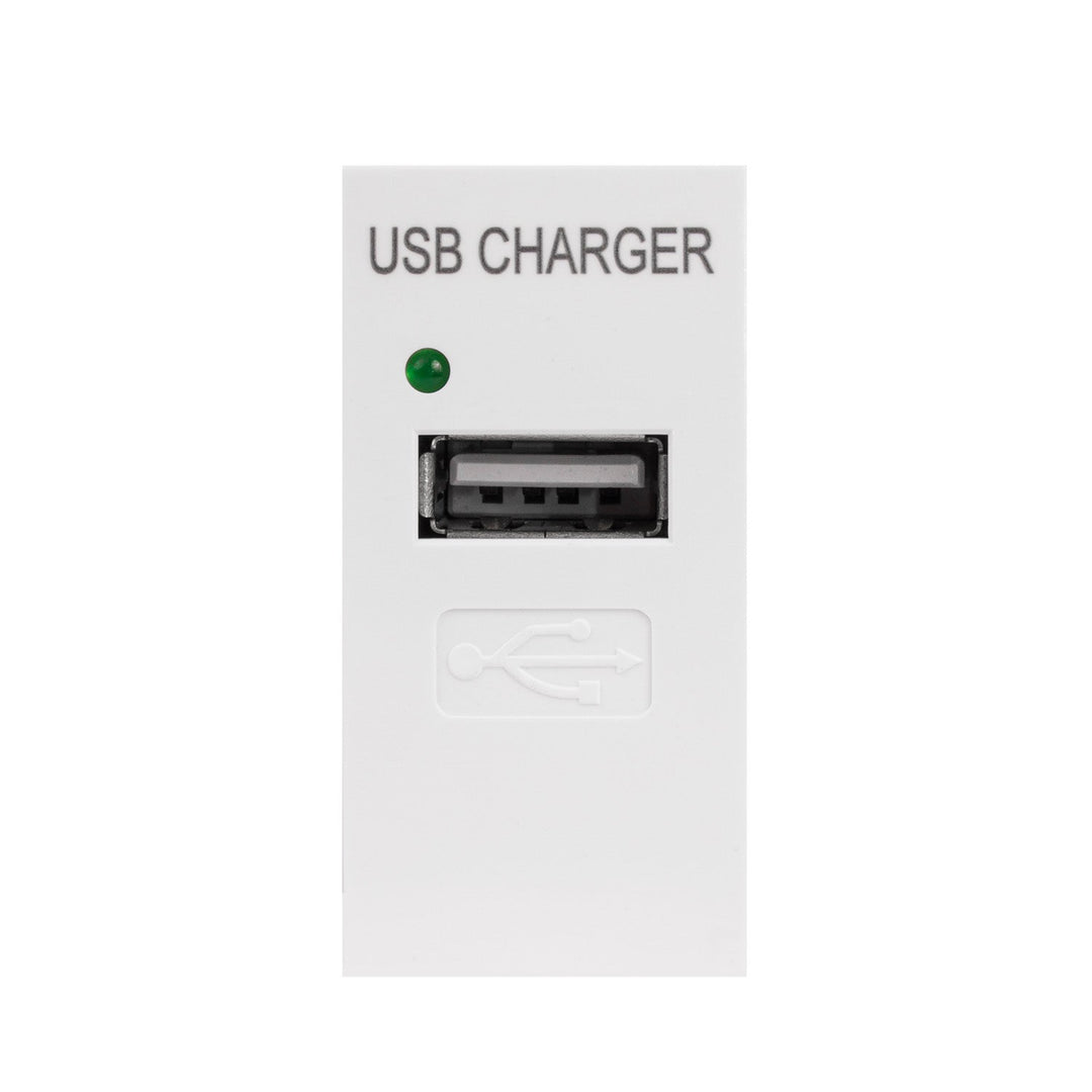 USB гнездо с Maclean зарядно устройство, единично, 1A, бяло, MCE727W