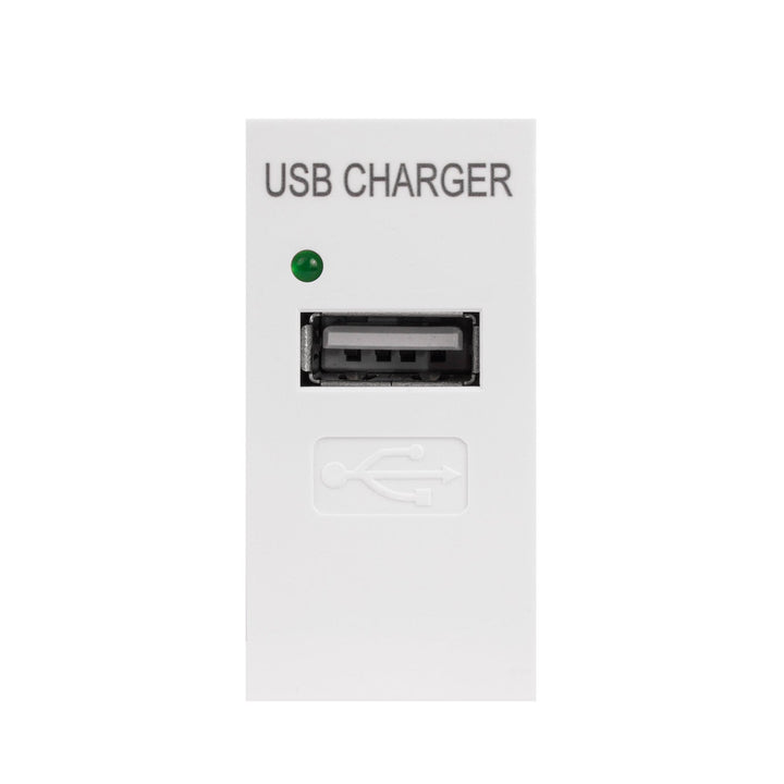 USB гнездо с Maclean зарядно устройство, единично, 1A, бяло, MCE727W