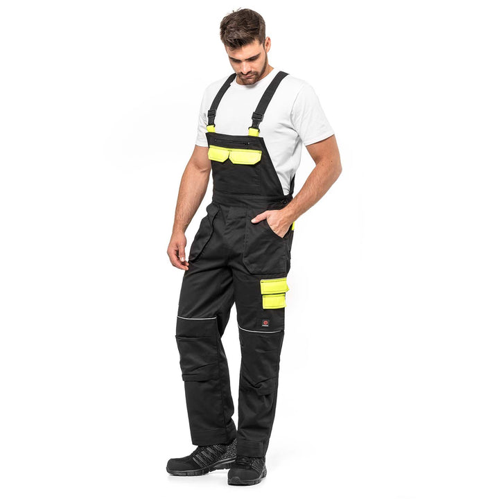 Salopetă protectia muncii Helios, negru/galben, mărimea 52