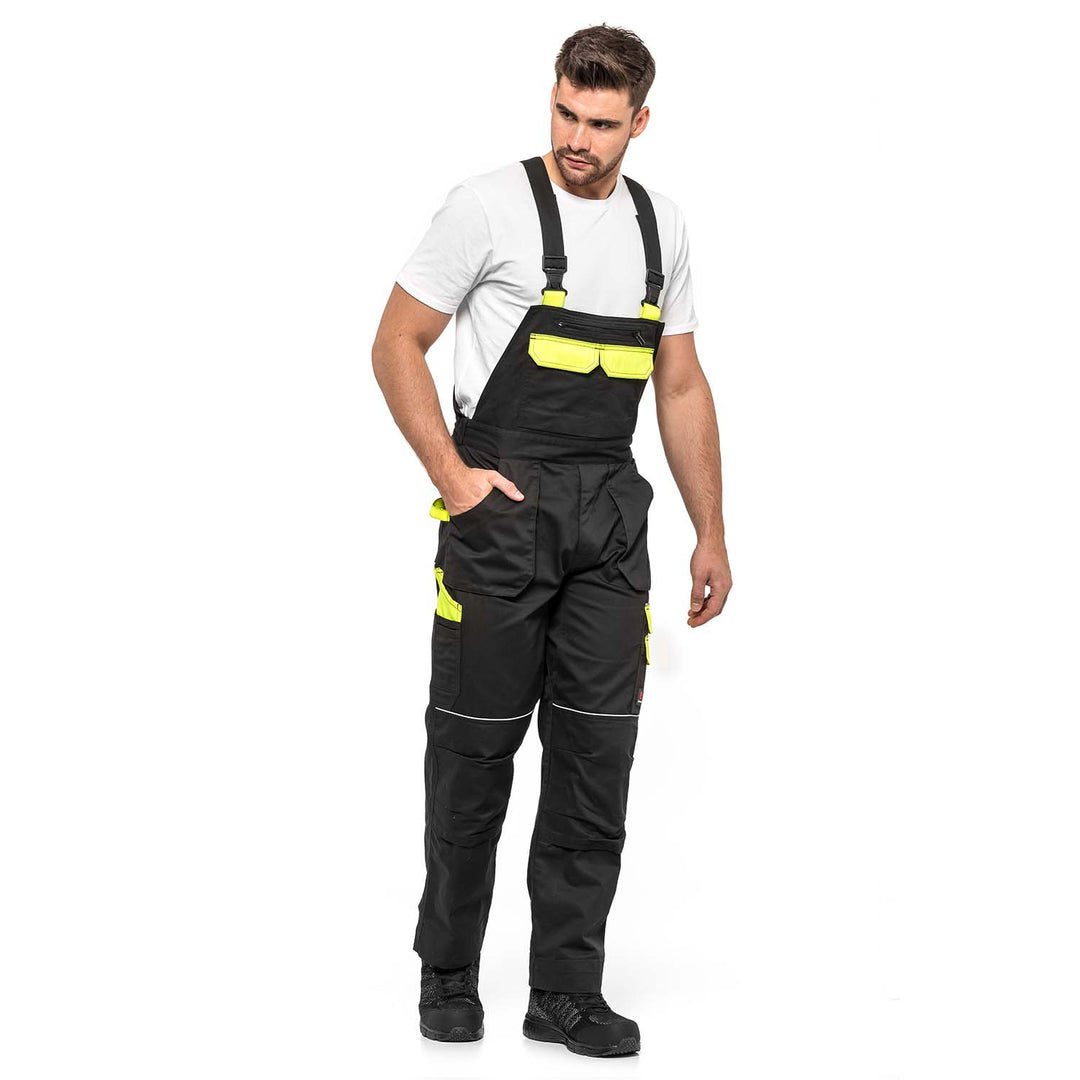 Salopetă protectia muncii Helios, negru/galben, mărimea 54