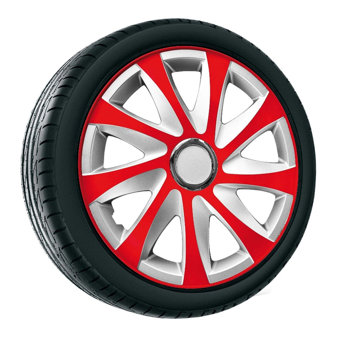 15'' NRM EXTRA DRIFT RED SILVER червени и сребърни капаци за колела, 4 броя