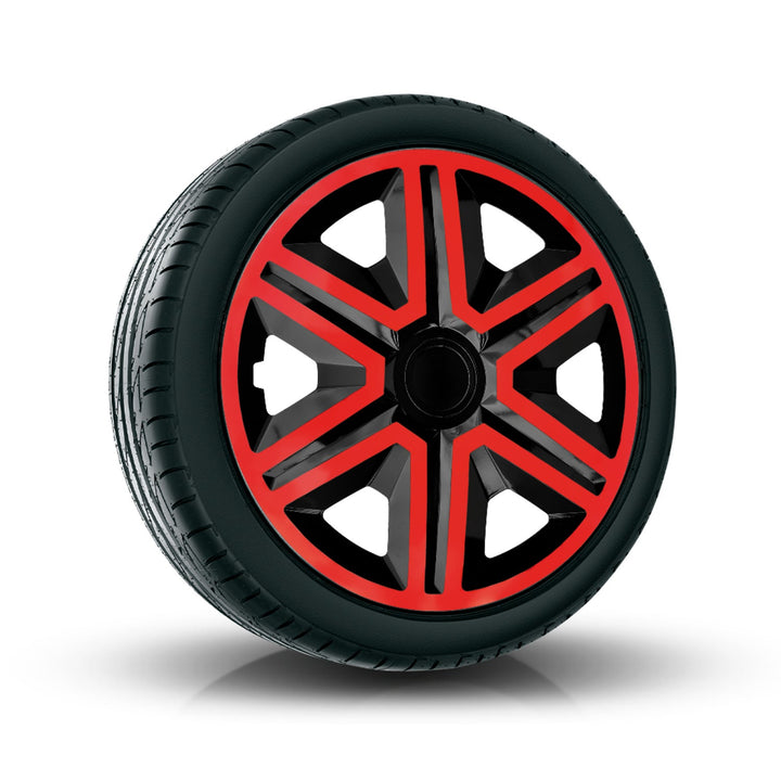 14" NRM ACTION DOUBLECOLOR RED BLACK червени и черни капаци за колела, 4 броя