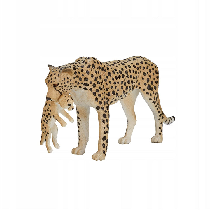 Figurina femela Ghepard cu pui, Animal Planet, 14 cm x 3 cm x 6 cm