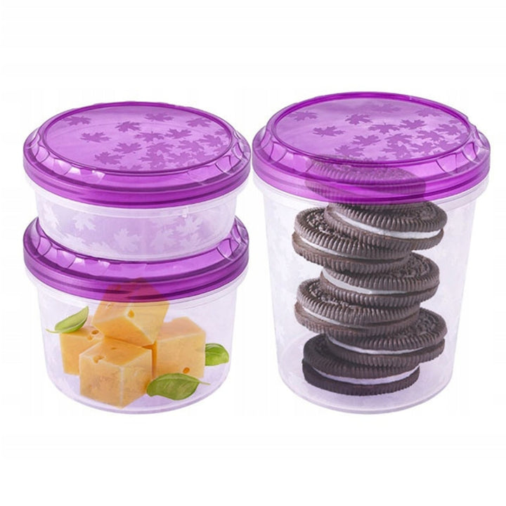 BranQ 1115 Set de 3 containere pentru depozitarea alimentelor - Capac cu răsucire - Culori aleatorii