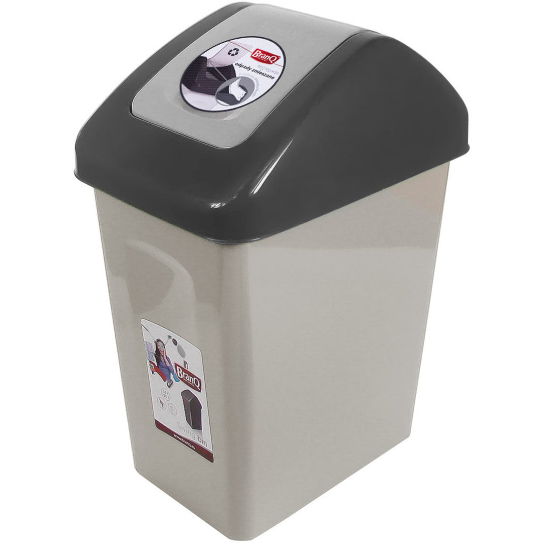 Coș de gunoi de 10l cu capac rabatabil BranQ gri, coș de gunoi, coș de sortare