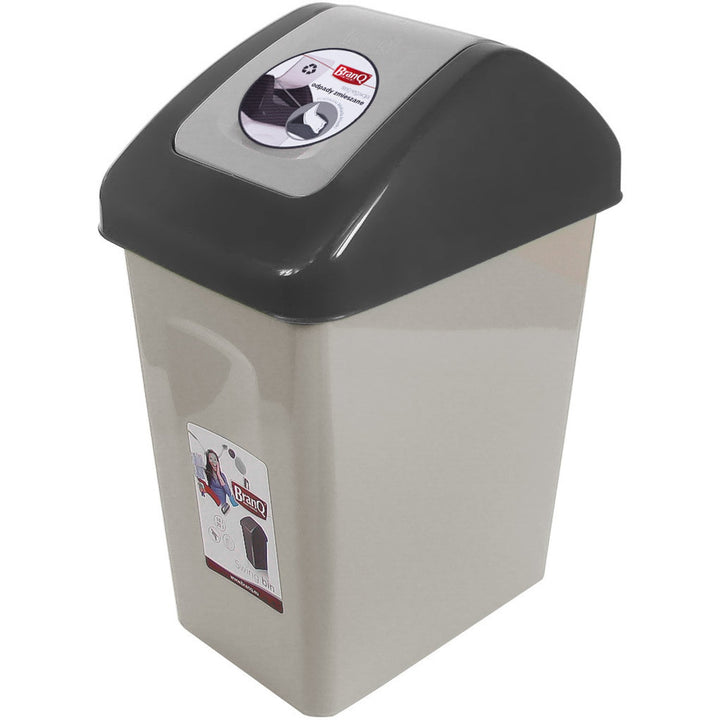Coș de gunoi de 10l cu capac rabatabil BranQ gri, coș de gunoi, coș de sortare