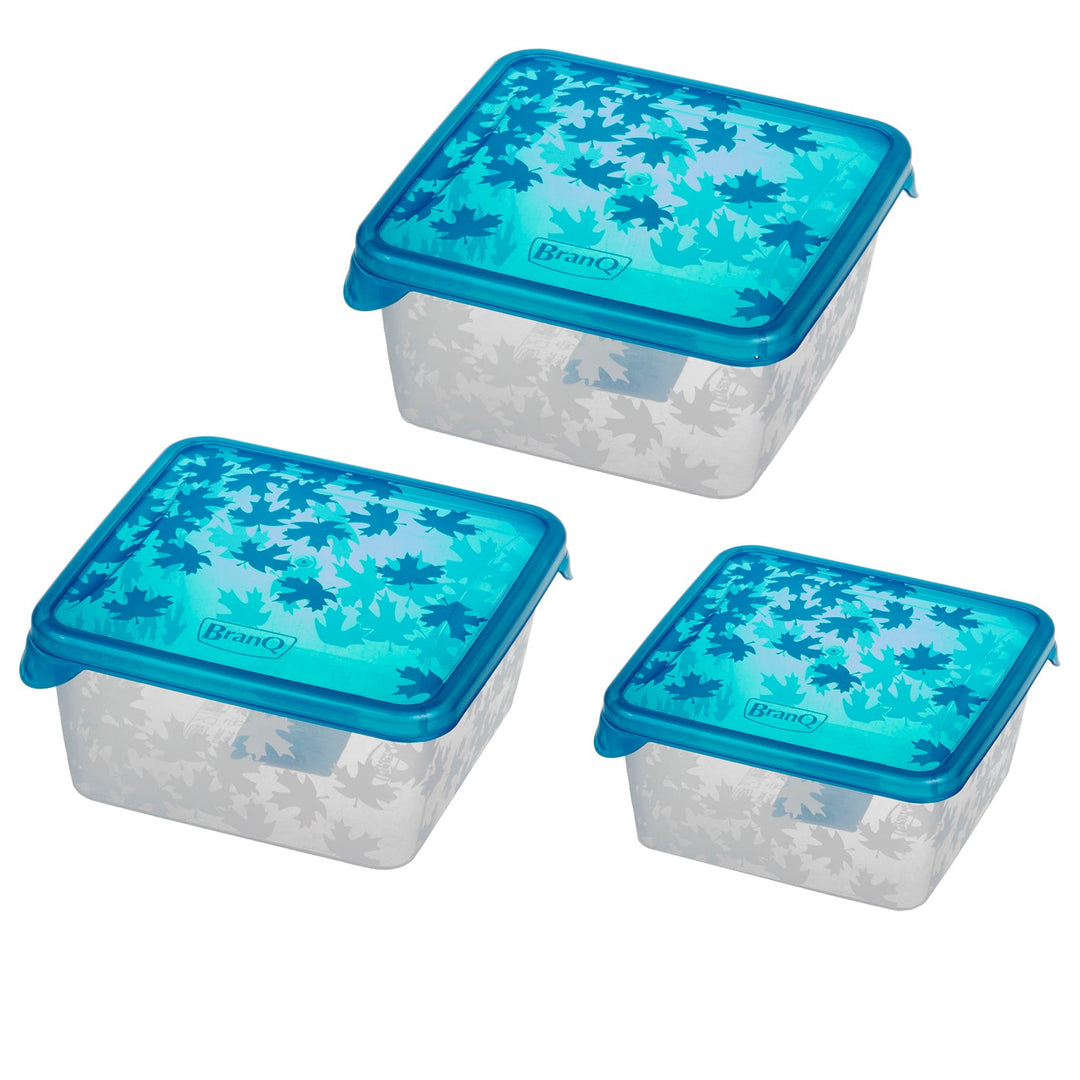 3 x Set de recipiente pentru alimente Branq Lid Culoare aleatorie 0.45l 0.75l 1.25l