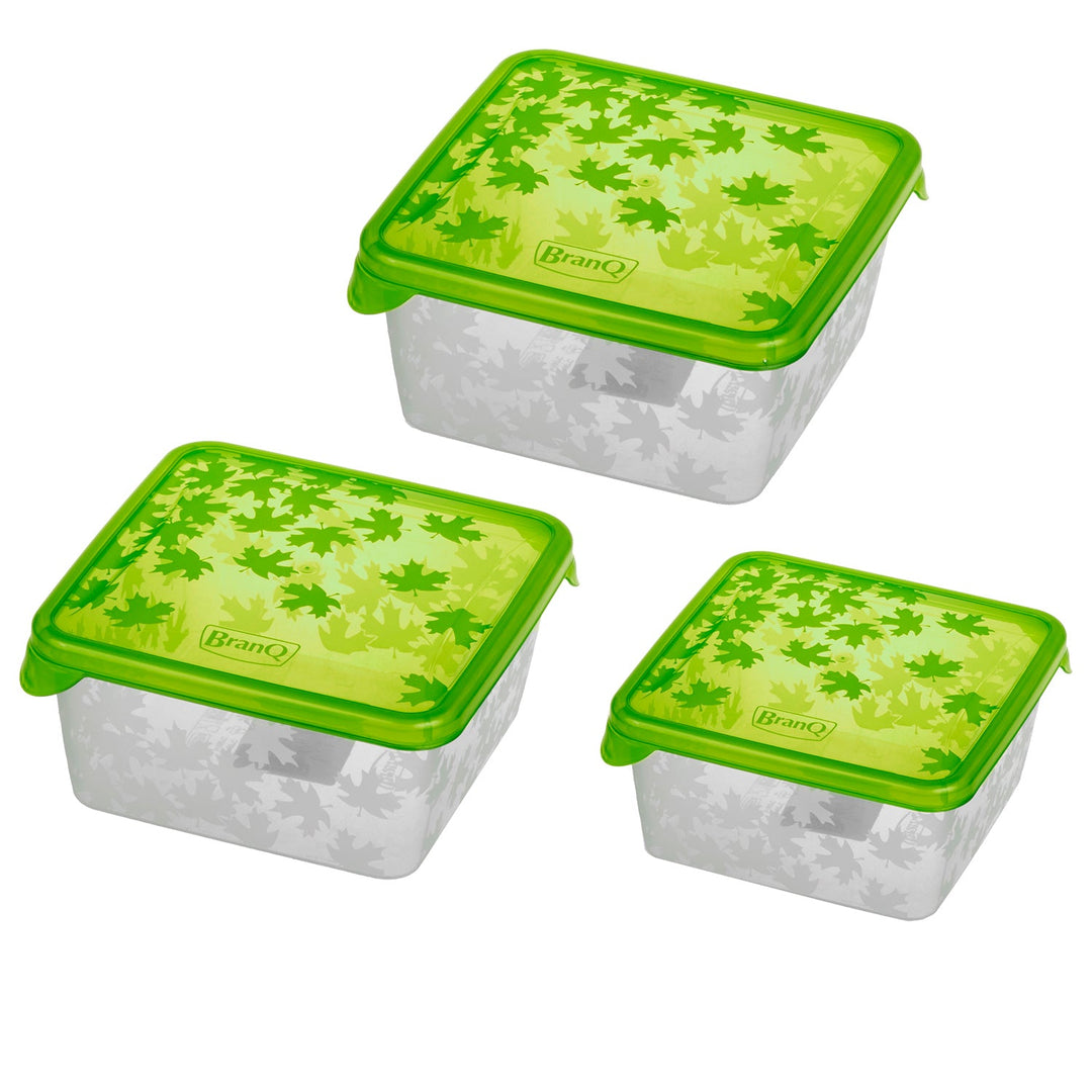 3 x Set de recipiente pentru alimente Branq Lid Culoare aleatorie 0.45l 0.75l 1.25l