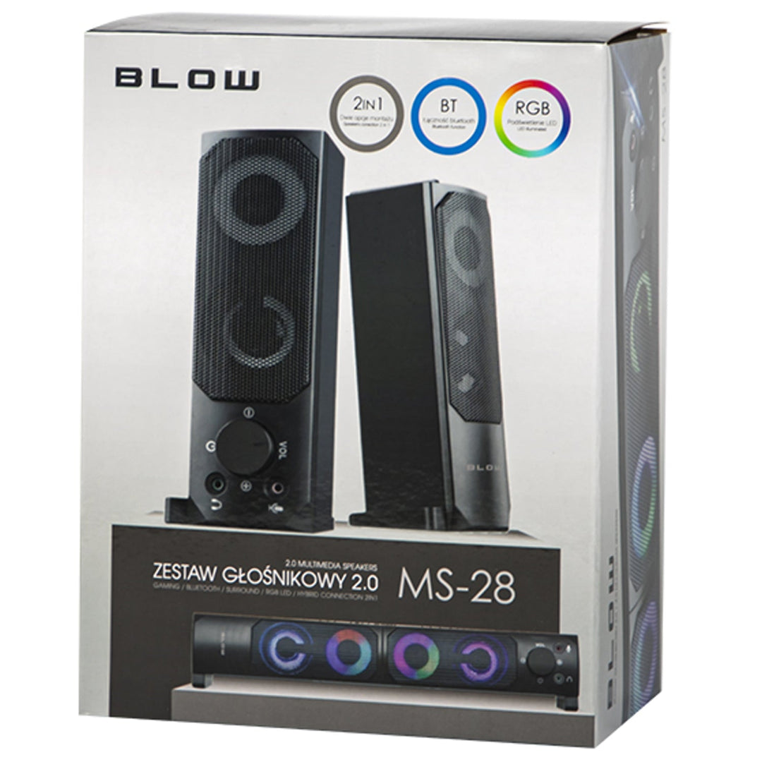 Blow MS-28 2.0 компютърни високоговорители със звукова лента и многоцветна RGB LED подсветка