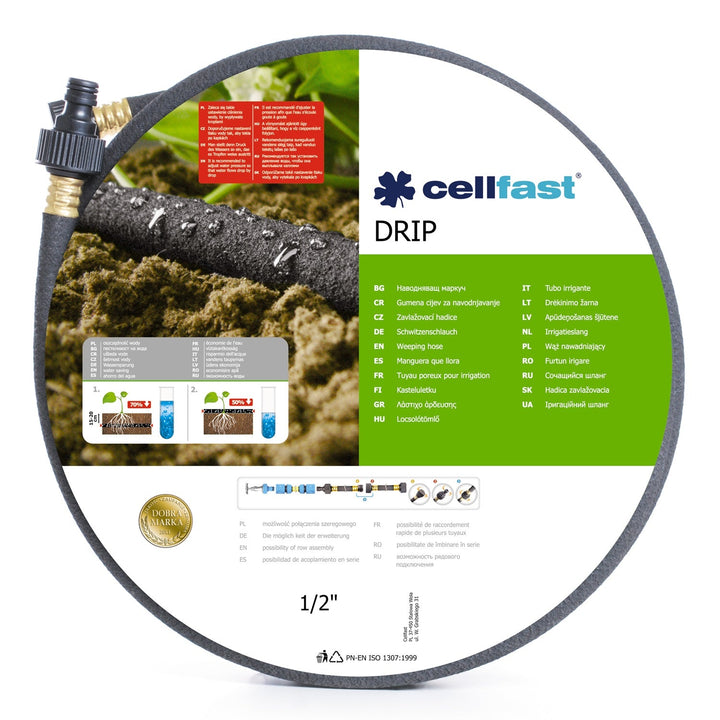 Cellfast Drip 1/2" 22,5 м напоителен маркуч за икономично и прецизно поливане на растенията