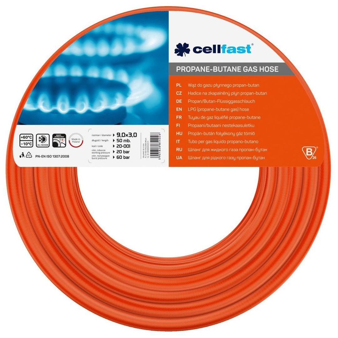 Furtun gaz GPL, Cellfast 20-001, 9x3 mm, lungime 50 m