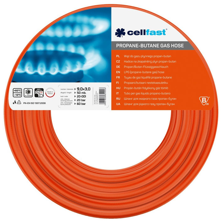 Furtun gaz GPL, Cellfast 20-001, 9x3 mm, lungime 50 m