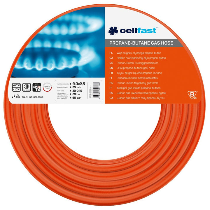 Напорна маркуча за пропан-бутан 9 mm x 2,5 mm Cellfast 25 m