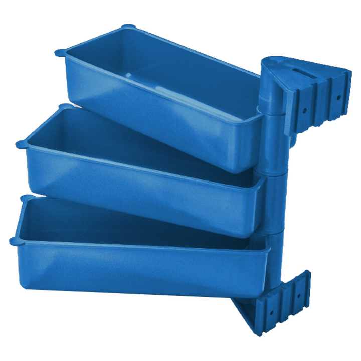 PIVOT Set de 3 containere rotative de depozitare, polipropilenă, culoare albastră, organizează