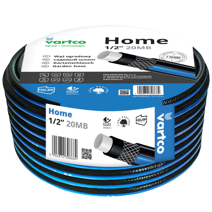 Vartco Home 1/2" 20 м 4-слоен гъвкав градински маркуч