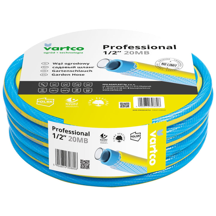 Vartco Professional 1/2" 20 м 4-слоен градински маркуч