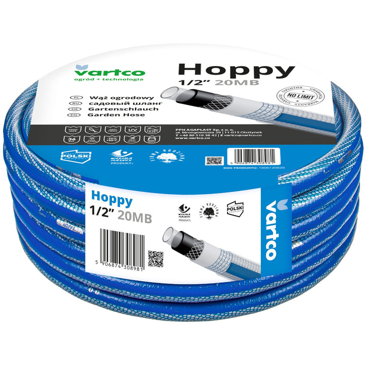 Vartco Hoppy 1/2" 20 м 6-слоен градински маркуч, който не се усуква