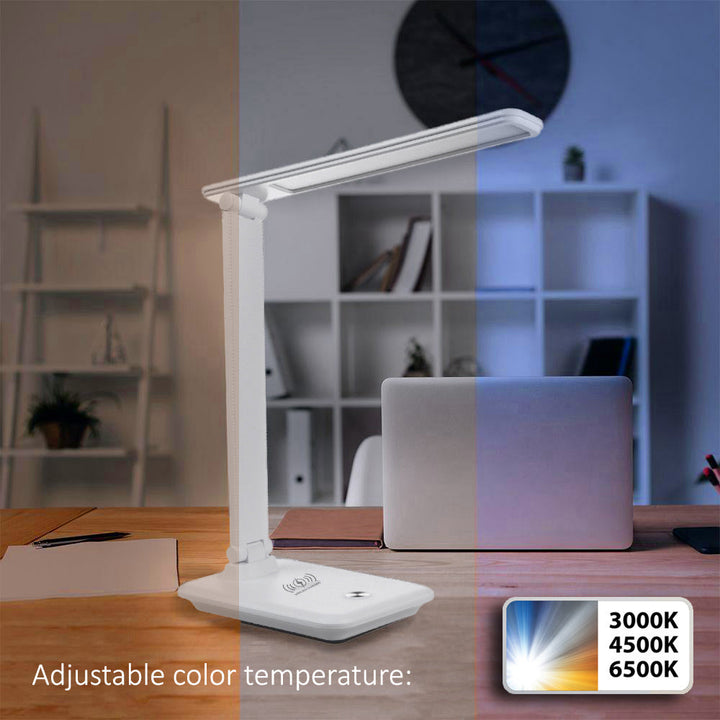 LED настолна лампа Maclean, макс. 9 W, 220–240 V AC, променящ се цвят, регулируема яркост, безжично зарядно устройство, 450 lm, MCE616 W