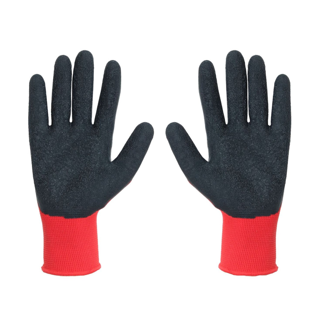Set de 12 perechi de manusi de protectie din latex, negru rosu, marimea S