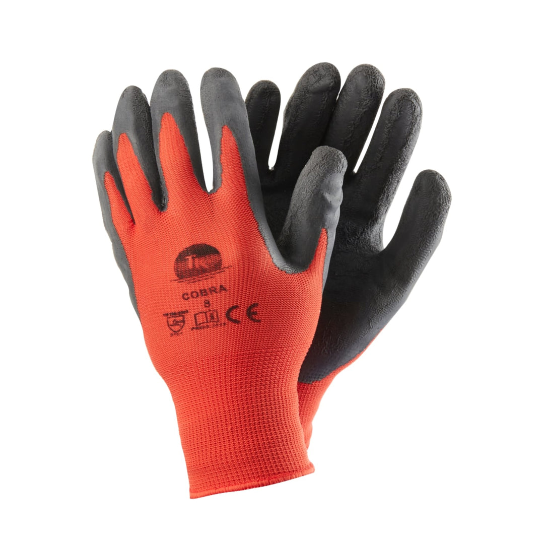 Set de 12 perechi de manusi de protectie din latex, negru rosu, marimea M