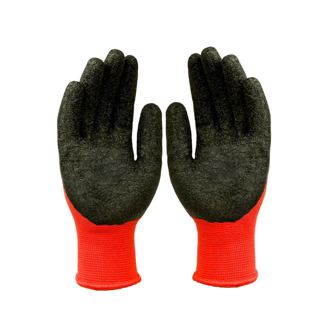 Set de 12 perechi de manusi de protectie din latex, negru rosu, marimea XL