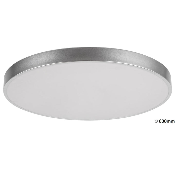 Таванска лампа Tesia, инд. Ceil.LED 60W, сребриста, D60cm - таванска лампа