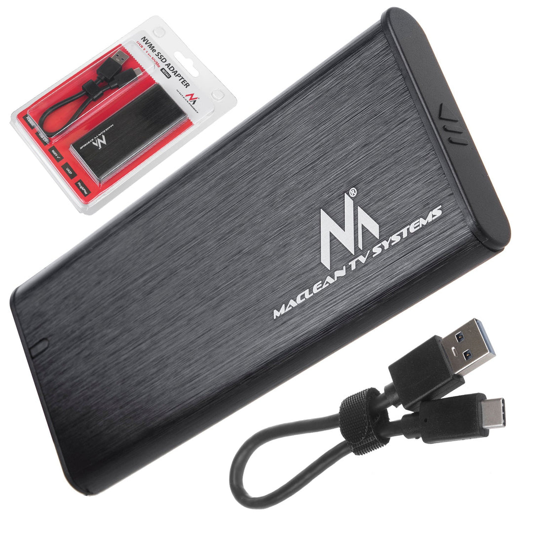 Корпус за диск Maclean, SSD M.2, NVMe (PCIe), NGFF (SATA), USB 3.1, размери 2230/2240/2260/2280, алуминиев корпус, MCE443