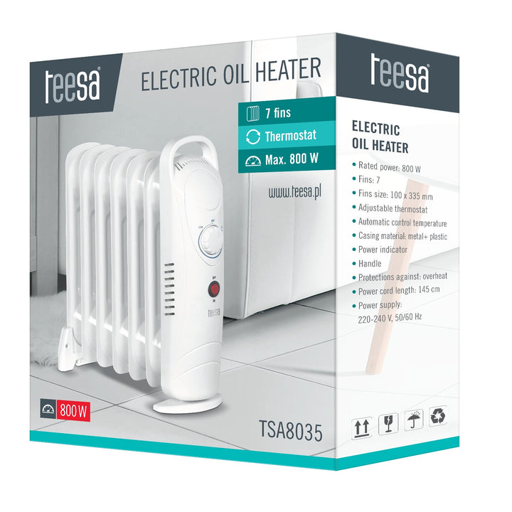 Teesa TSA8035 маслено-напълнен радиатор, 800W, 7 ребра, термостат