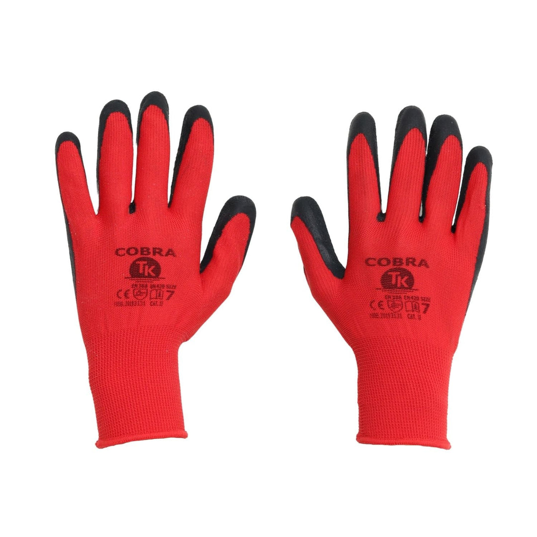 Manusi de protectie Cobra, captuseala din latex, marime M, negru-rosu