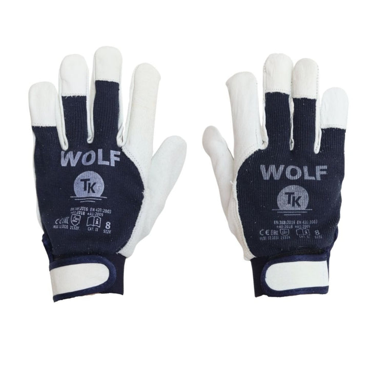 Set de 3 perechi de manusi de protectie Wolf, din piele fina de capra, captuseala din bumbac, marime L