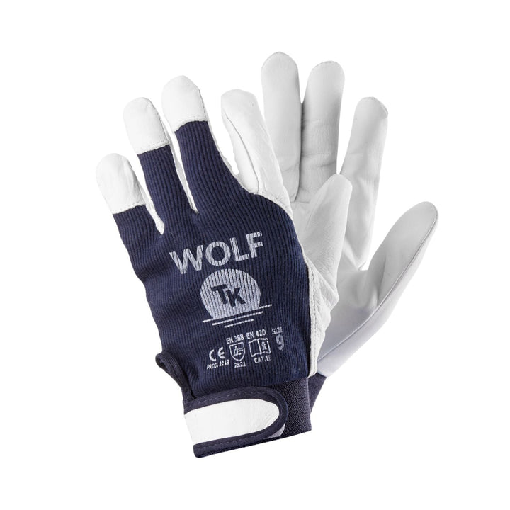 Set de 3 perechi de manusi de protectie Wolf, din piele fina de capra, captuseala din bumbac, marime 2XL