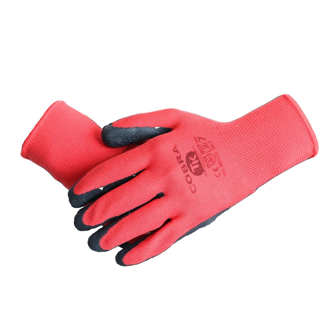 Set de 3 perechi de manusi de protectie Cobra, latex, marime XL, negru-rosu