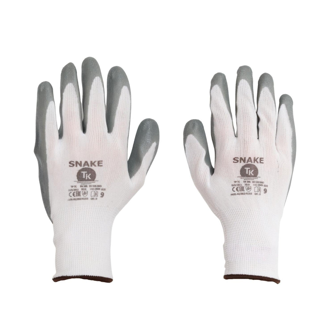 Set 3 perechi de manusi cu strat de nitril marime 6, alb-gri