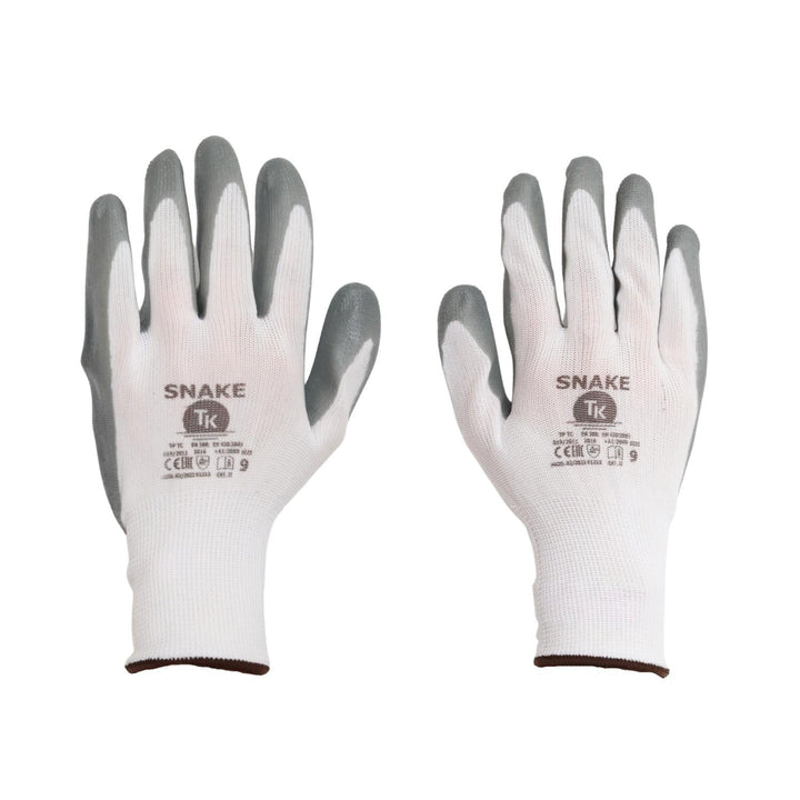 Set 3 perechi de manusi cu strat de nitril marime 6, alb-gri