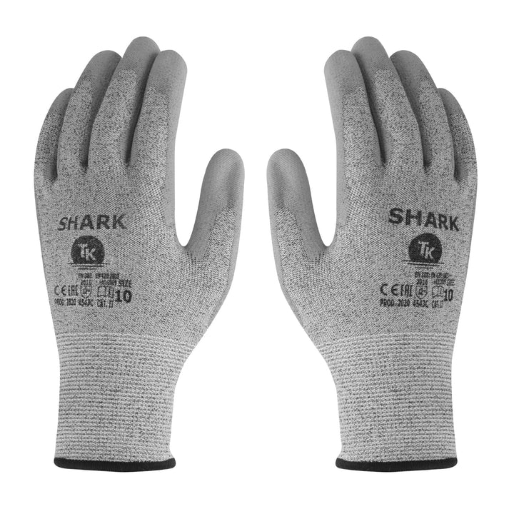 Set de 3 perechi de manusi de protectie TK Shark, din poliuretan, manseta elastica, marime 2XL