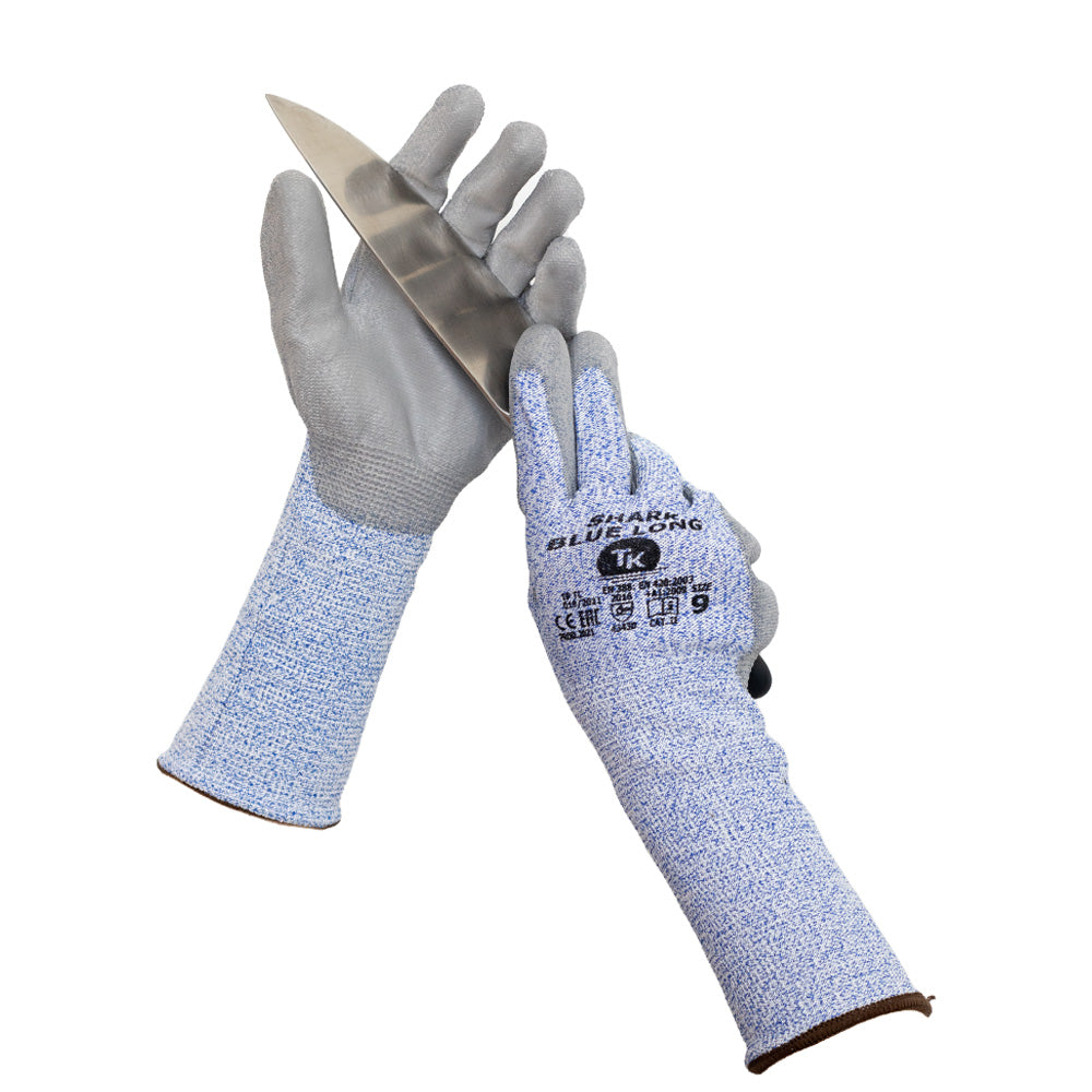 Set de 3 perechi de manusi de protectie Shark Blue Long, marime XL