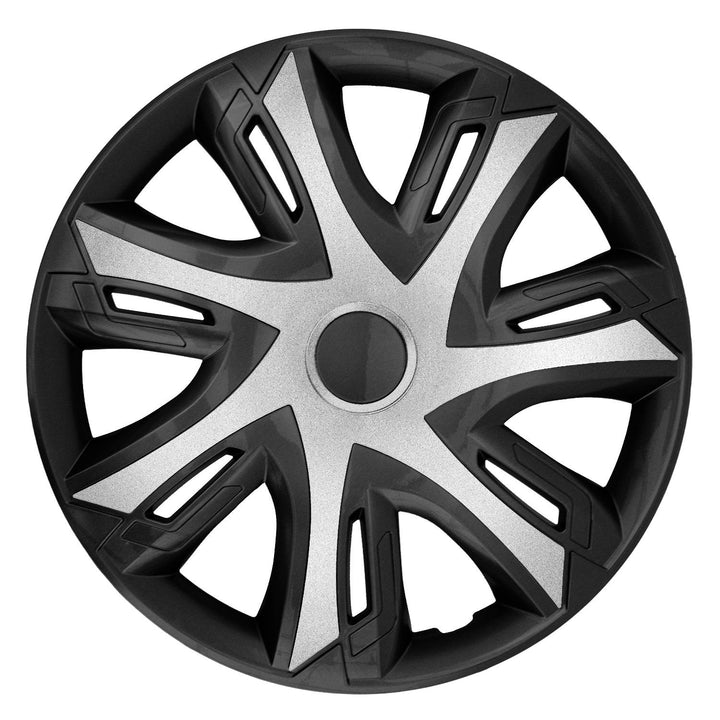 14" NRM N-Power двуцветни сребристо-черни капачки за джанти, черни и сребристи, 4 бр.