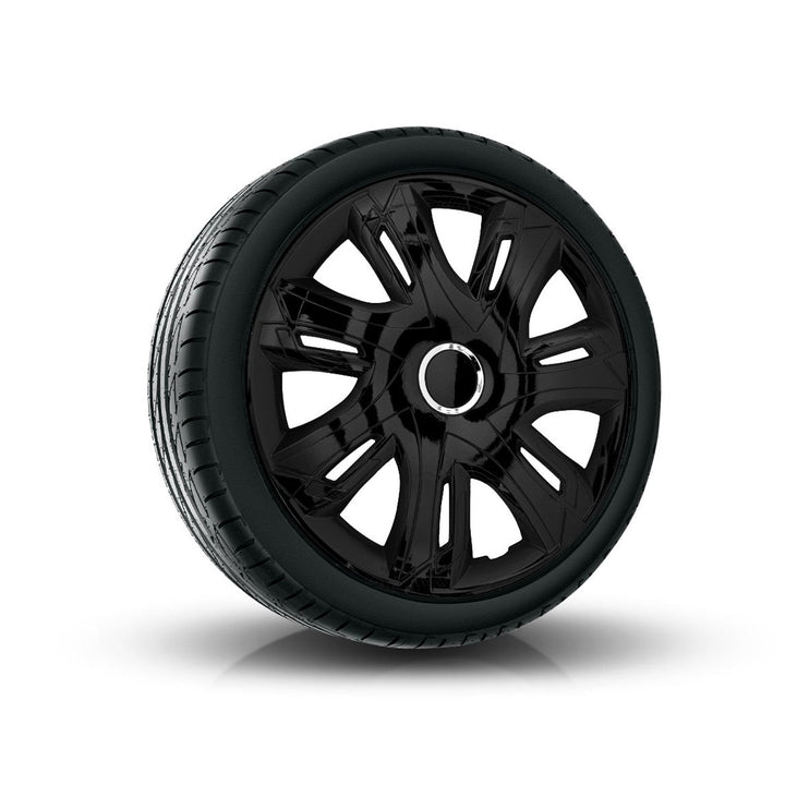 16" Supernova черна лакирана капачка за главина, 4 броя, универсална