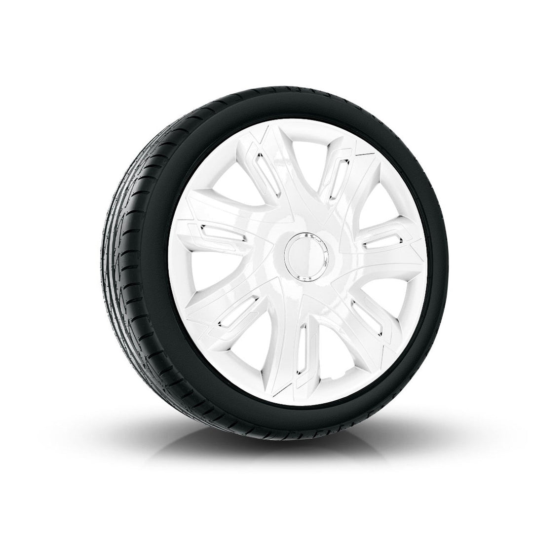 14" Supernova бял лакиран капак на колело, 4 броя, универсален