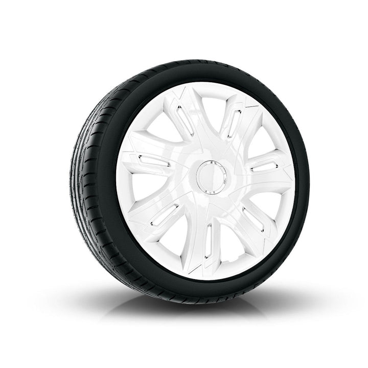14" Supernova бял лакиран капак на колело, 4 броя, универсален