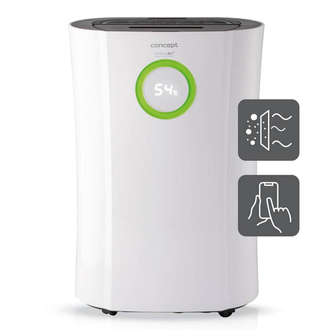 Dezumidificator si purificator Concept, OV2016, ionizare, 16l/24h, display digital, control tactil, alb