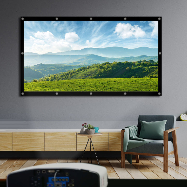 Проекционен екран Maclean, 86", 191x109 cm, 25 mm рамка, 16:9, куки за натягане, MC-980