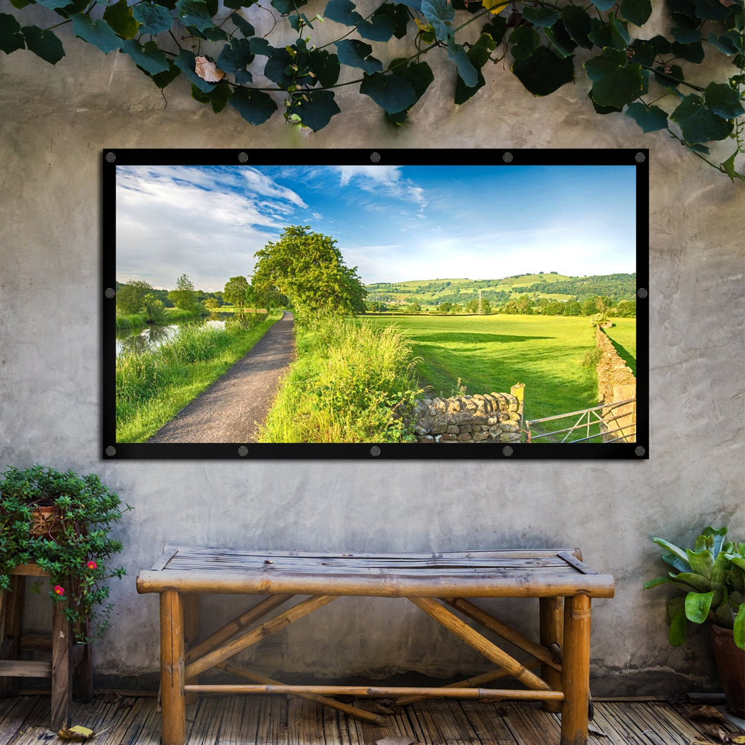 Проекционен екран Maclean, 120", 265x149cm, 25mm рамка 16:9, куки за натягане, MC-982