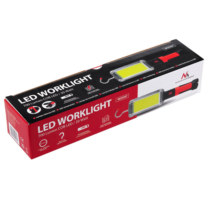 Магнитна работилница лампа Maclean COB, 2x1200mAh, 700lm, USB Type-C/Micro USB, MCE307