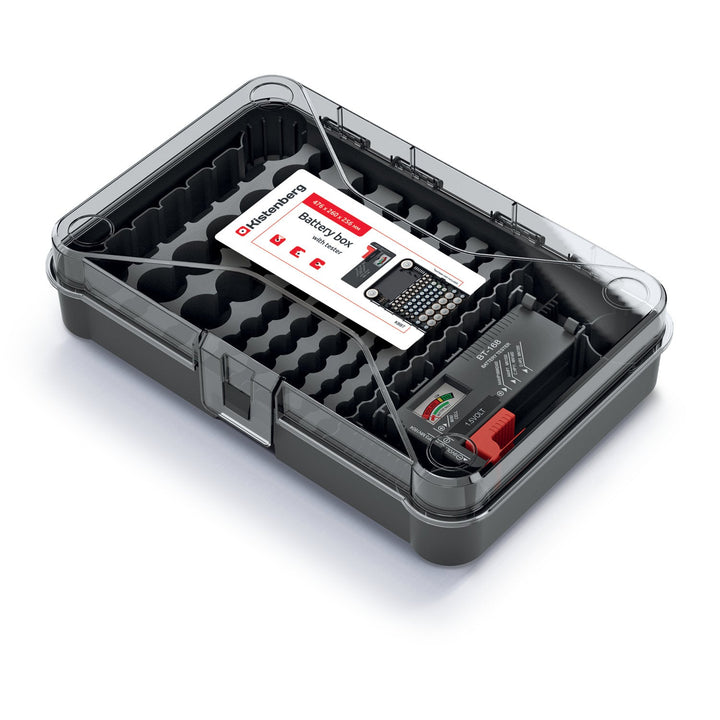 Органайзер за батерии с подвижен тестер за батерии Kistenberg Battery Box KBBT
