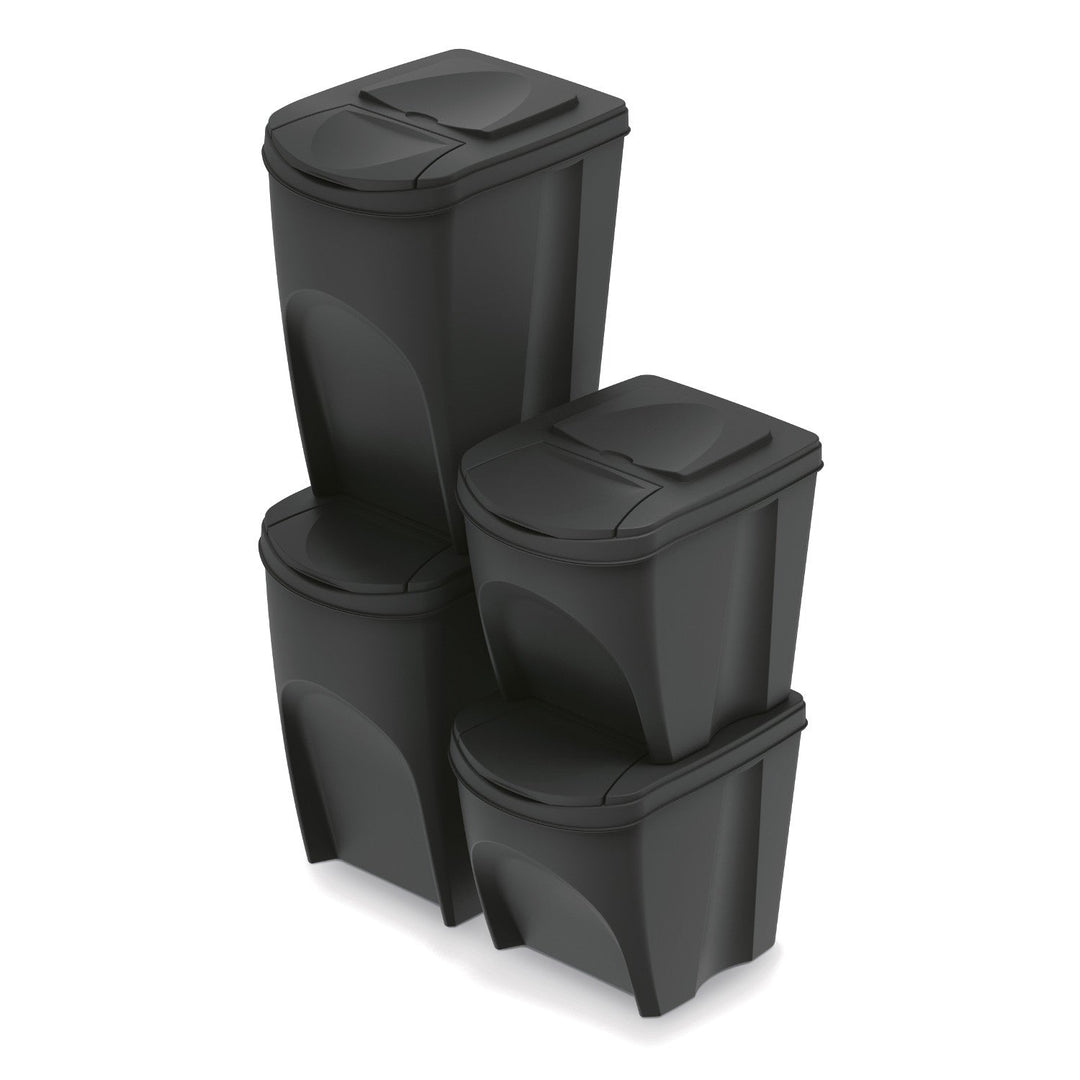 Set 4 cosuri pentru colectare selectiva, 2 x 25 L si 2 x 35 L, negru