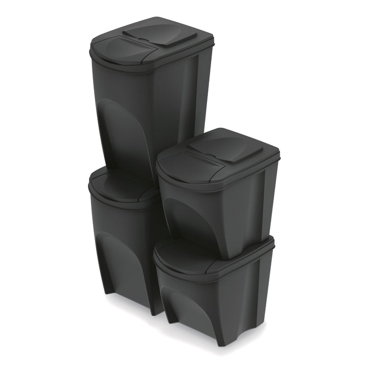 Set 4 cosuri pentru colectare selectiva, 2 x 25 L si 2 x 35 L, negru