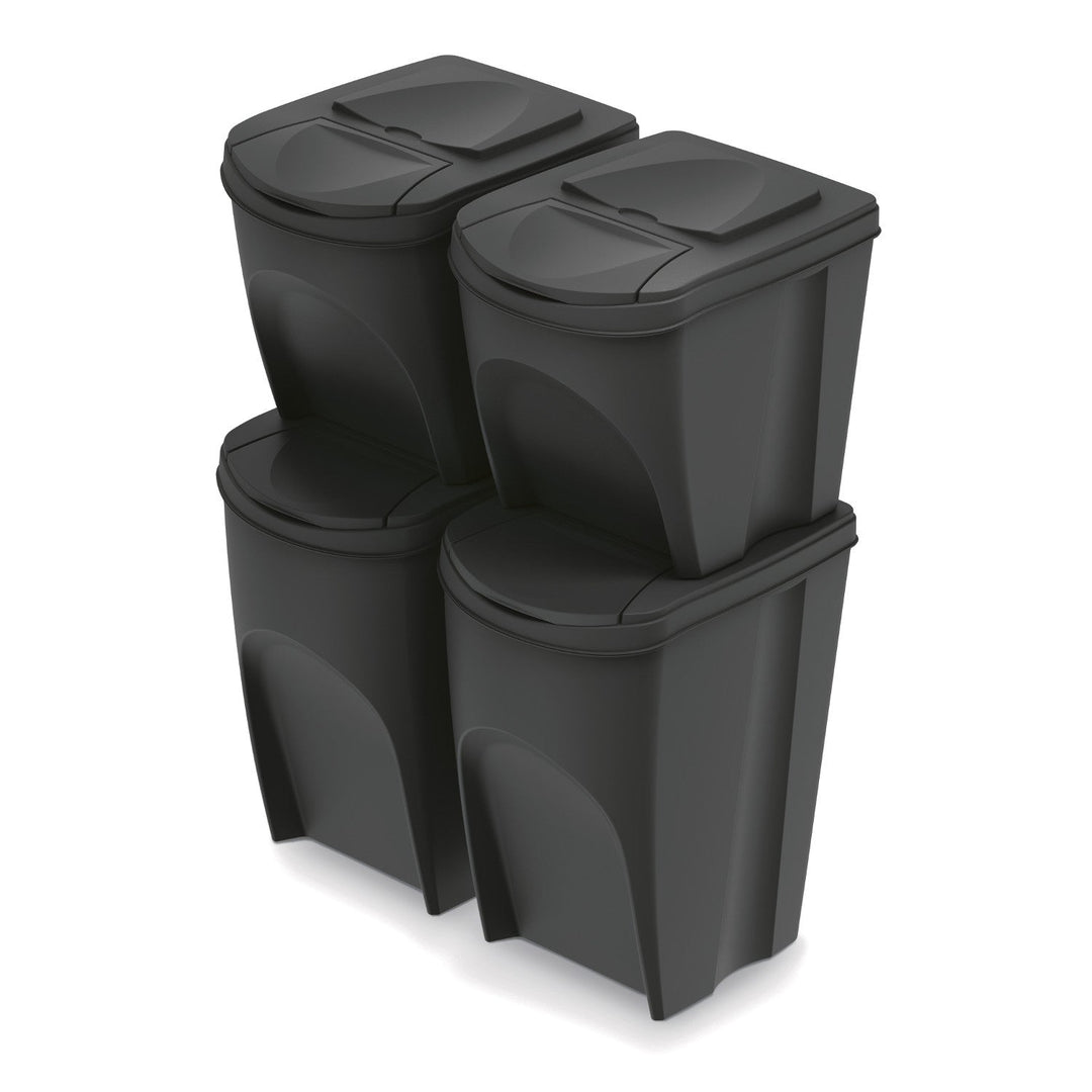 Set 4 cosuri pentru colectare selectiva, 2 x 25 L si 2 x 35 L, negru